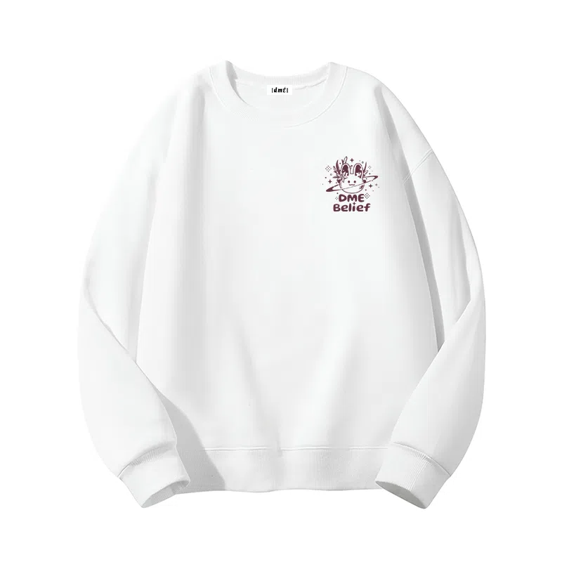 【dme】 星球小兔子字母印花设计潮流时尚版型宽松可爱休闲圆领卫衣 男女同款
