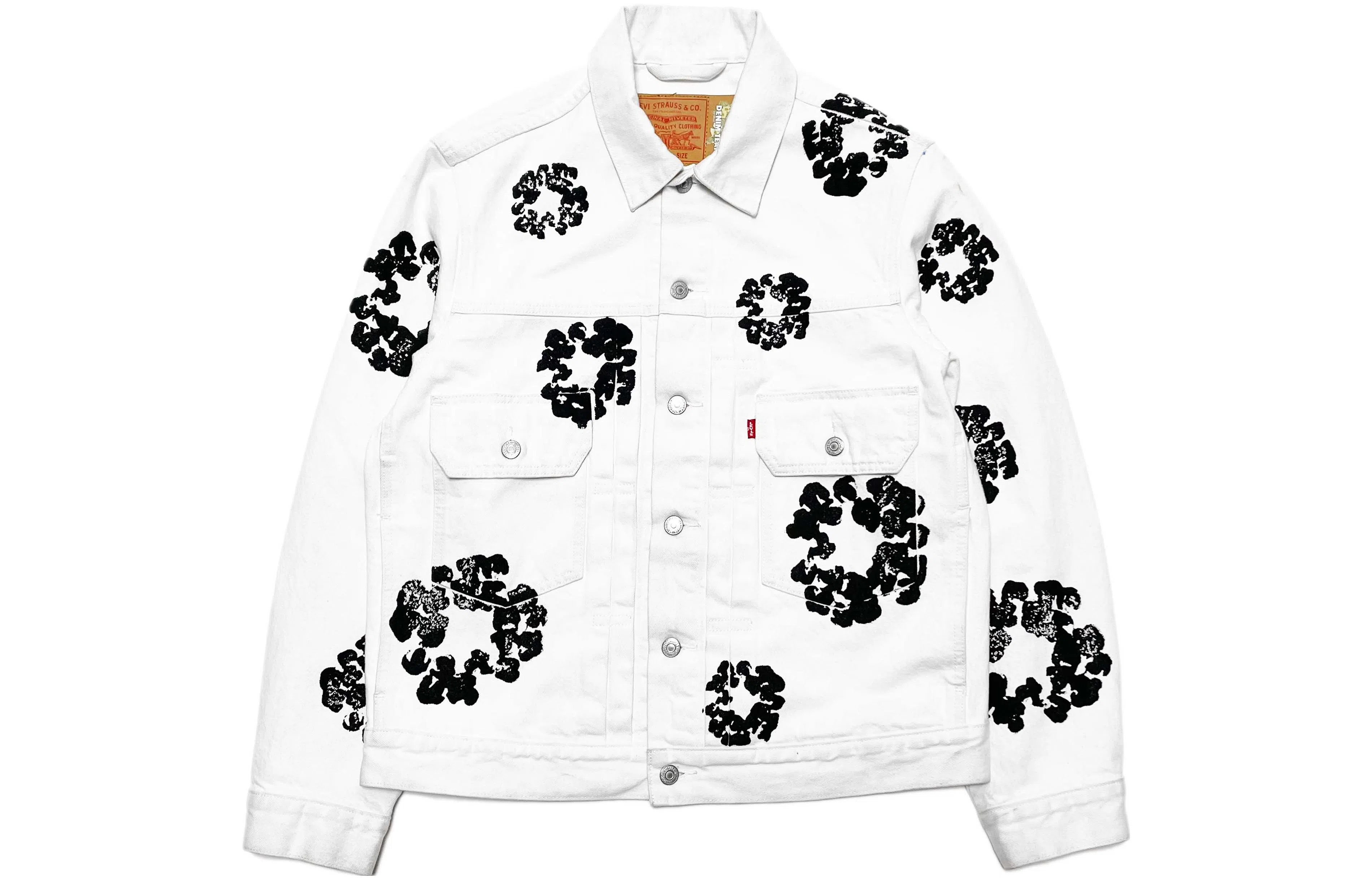 Denim Tears Floral Print Denim Jacket White