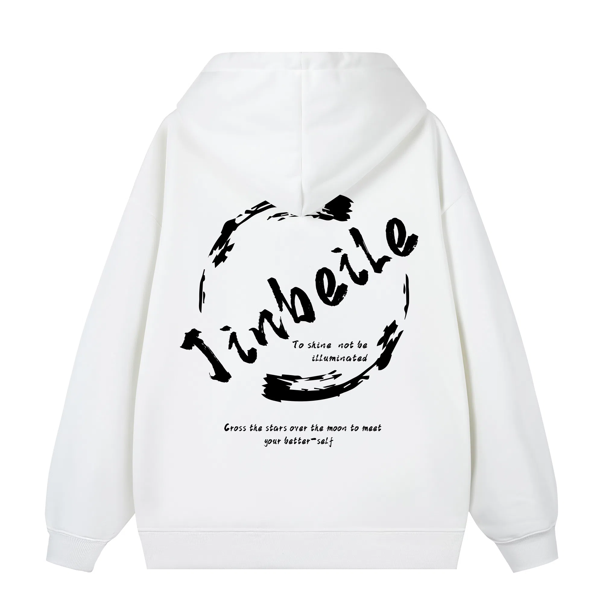 金贝勒 美式简约字母印花连帽宽松落肩加绒加厚卫衣 男女同款