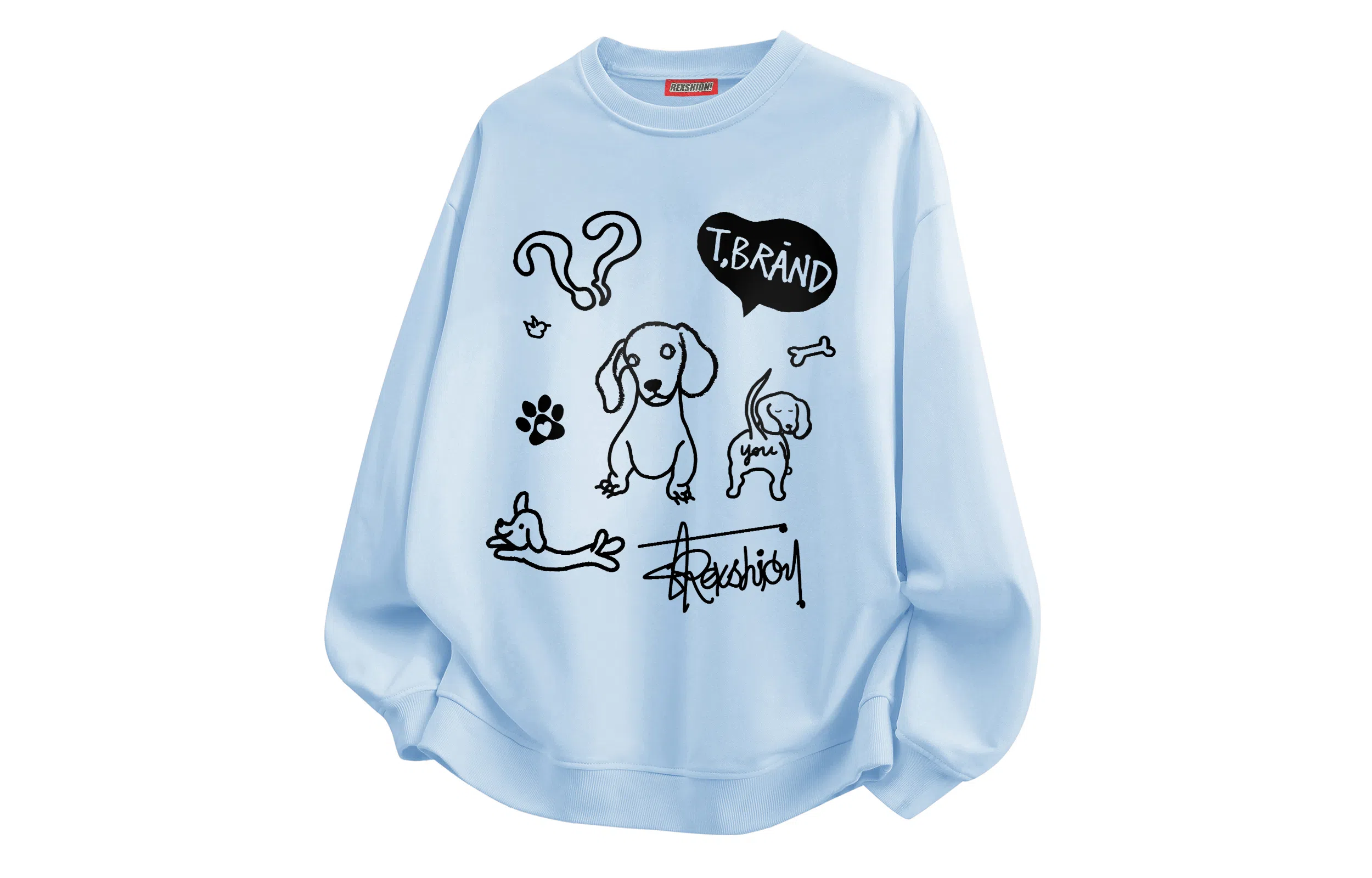 REXSHION Retro Cartoon Dog Logo Sweatshirt