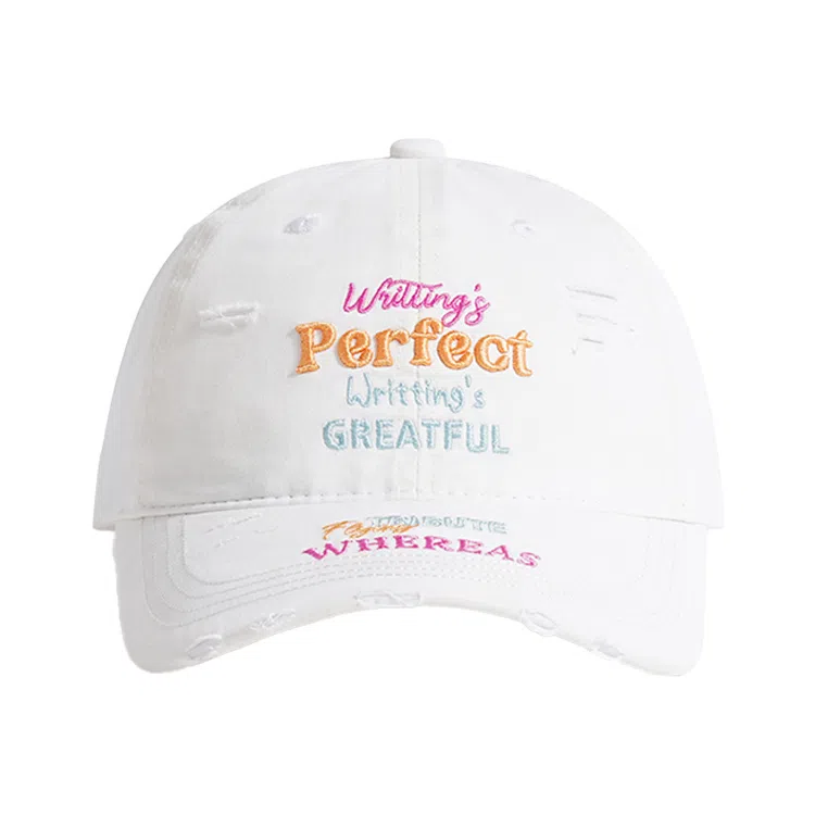 浪莎 日系复古磨破做旧重磅字母刺绣户外休闲工装慵懒风防晒遮阳时尚潮流百搭大头围显脸小 棉 鸭舌帽 男女同款情侣款