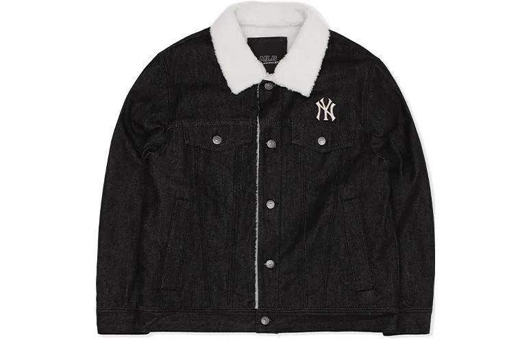 MLB FW22 Logo Print Denim Jacket Black