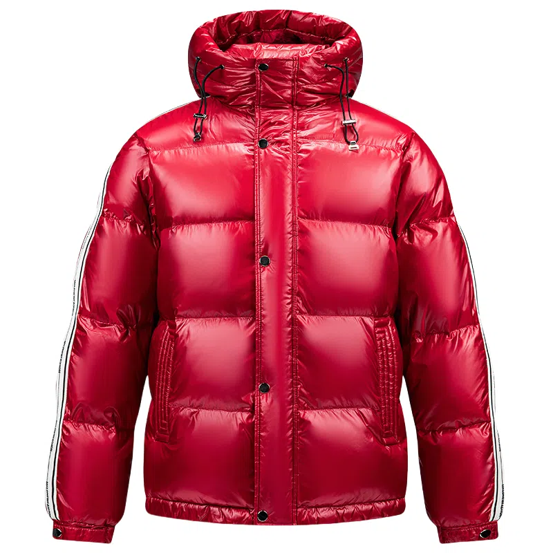 鸭鸭 亮面系列 中青年时尚韩版潮流百搭短款连帽户外休闲运动防寒保暖面包羽绒服 男款