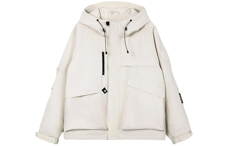 鸭鸭  纯色宽松连帽  防风冲锋衣 男女同款