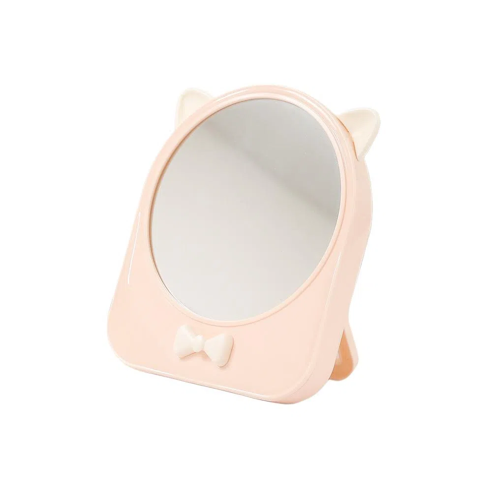 米甜兔 可爱圆形白色化妆镜 便携清晰