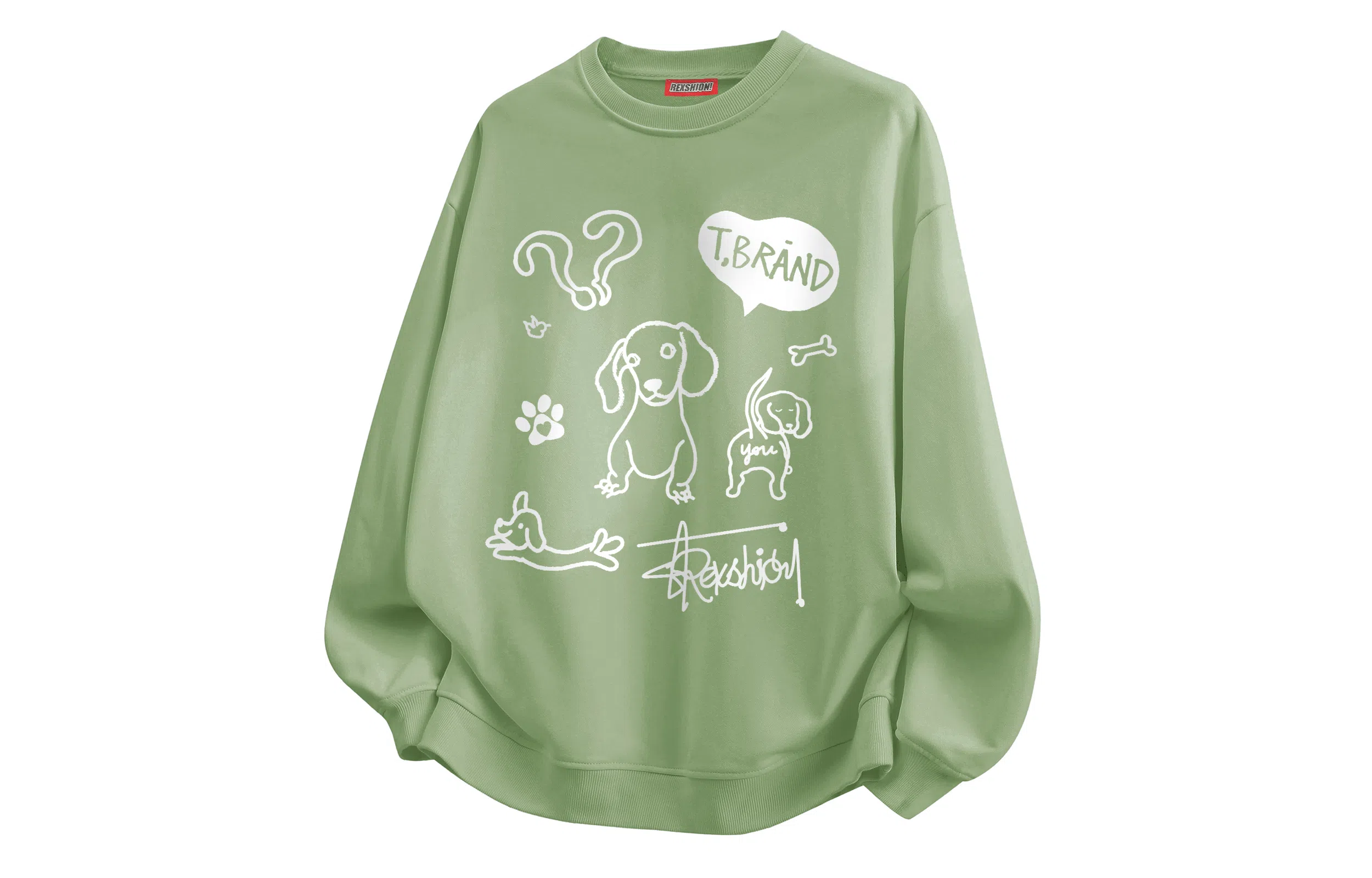 REXSHION Retro Cartoon Dog Logo Sweatshirt