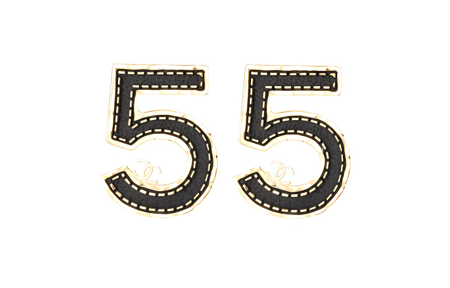 CHANEL 23S Classic Letter No.5 Earrings Black