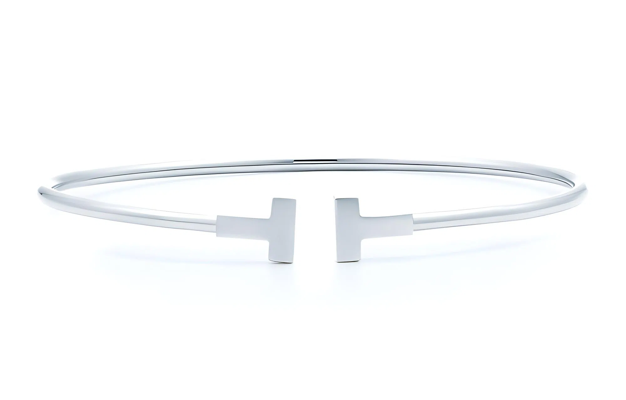 Tiffany T Narrow Coil 18K White Gold Bracelet