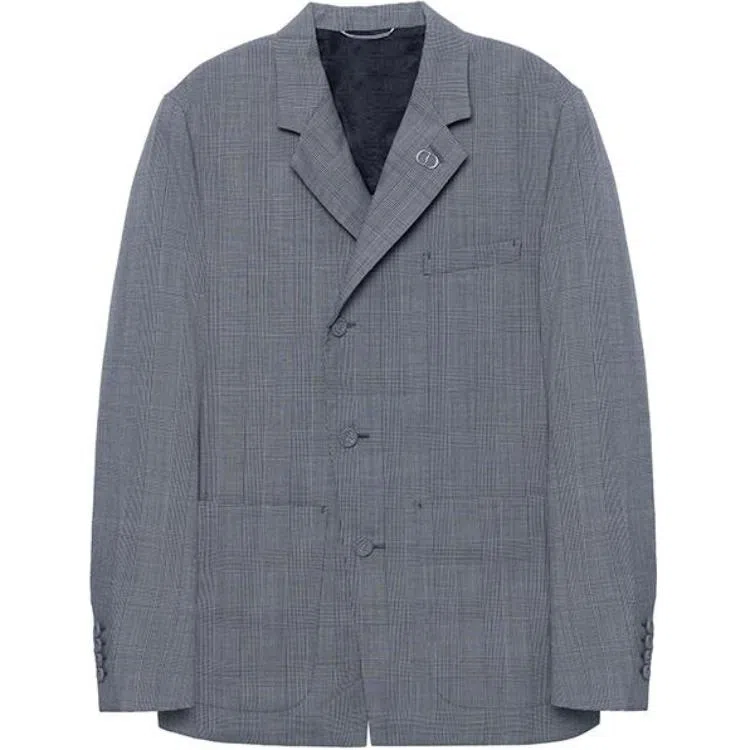 DIOR SS21 Prince of Wales Blazer Gray