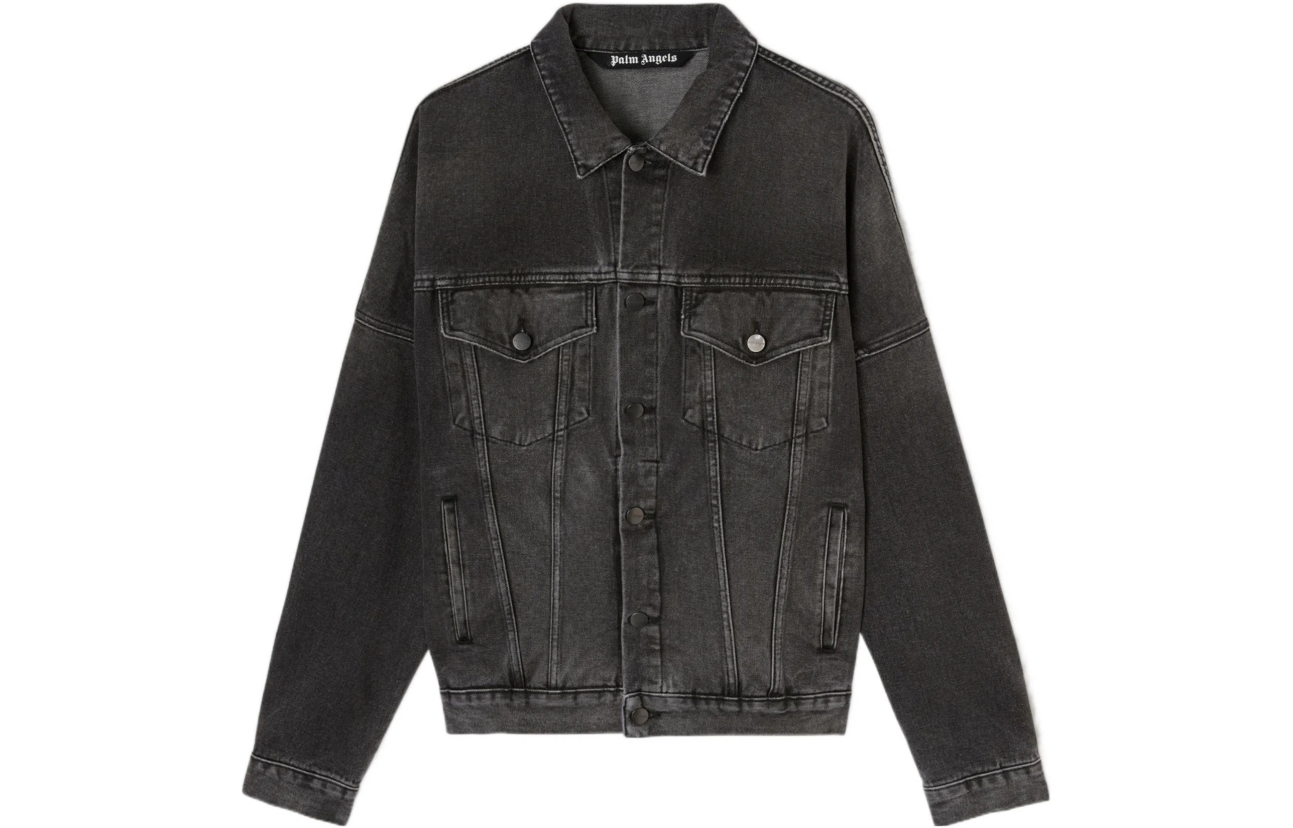 Palm Angels Arched Logo Denim Jacket Black
