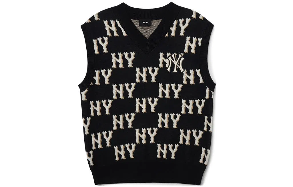 MLB New York Yankees Retro Letter Knit Vest Black