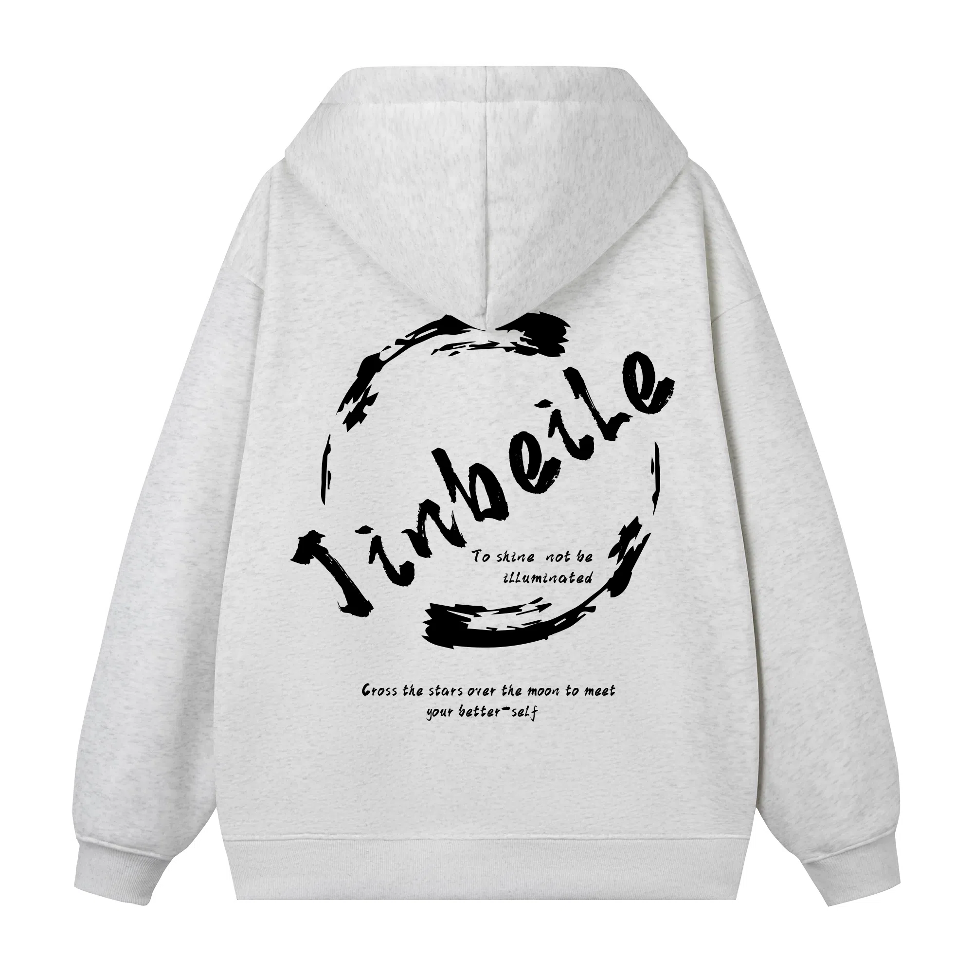 金贝勒 美式简约字母印花连帽宽松落肩加绒加厚卫衣 男女同款