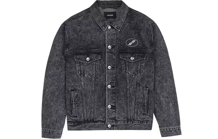 WE11DONE FW22 Round Logo Denim Jacket Black Washed