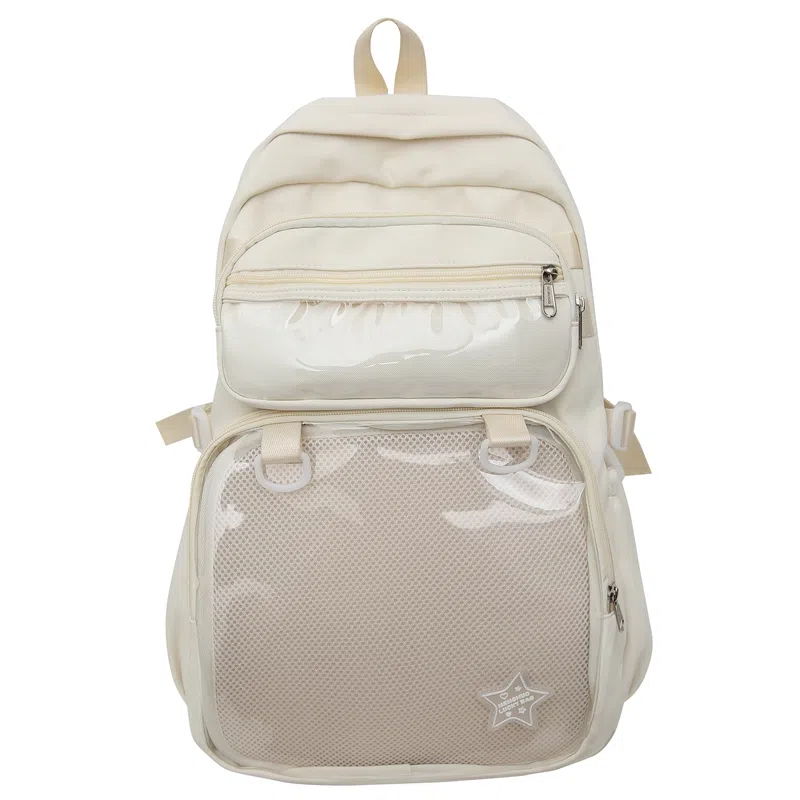 醇龙 百搭二次元透明吧唧校园学院风 棉 双肩包 女款