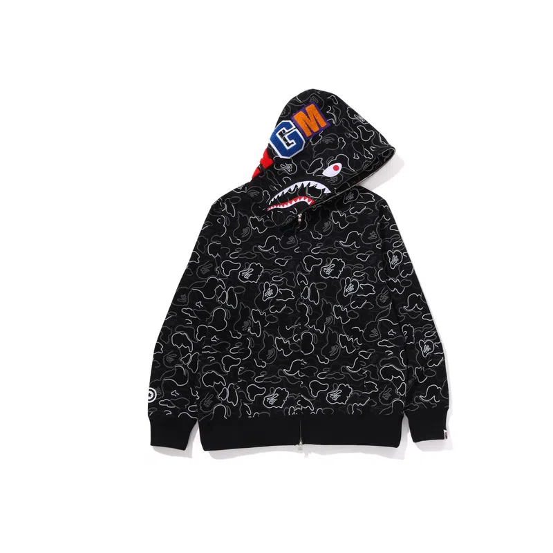 A BATHING APE Neon Camo Shark Hoodie