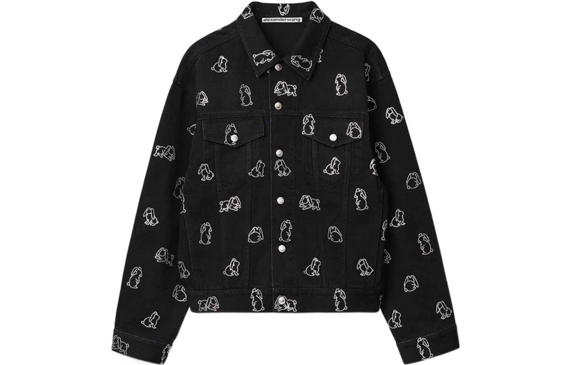 Alexander Wang Crystal Rabbit Denim Jacket Black