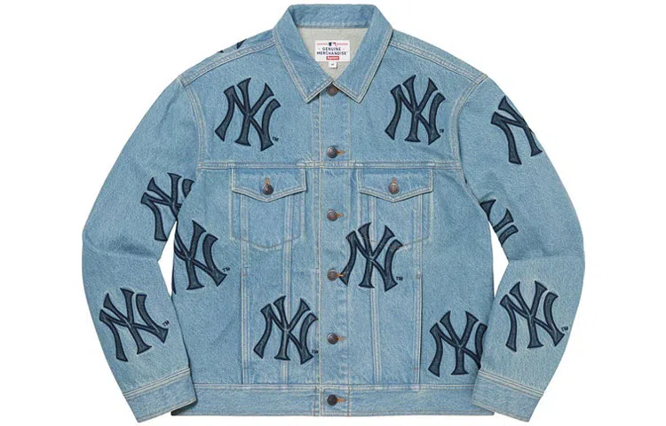 Supreme Week 2 x New York Yankees Denim Trucker Jacket Logo