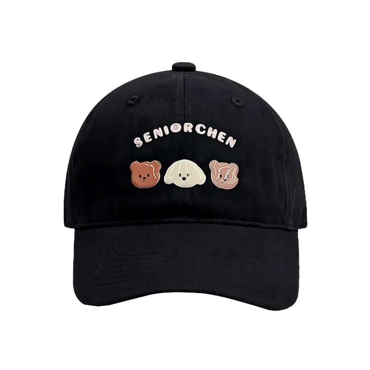 浪莎 日系可爱卡通小熊 轻薄透气户外出行防晒遮阳 时尚百搭大头围显脸小 棉 鸭舌帽 男女同款情侣款