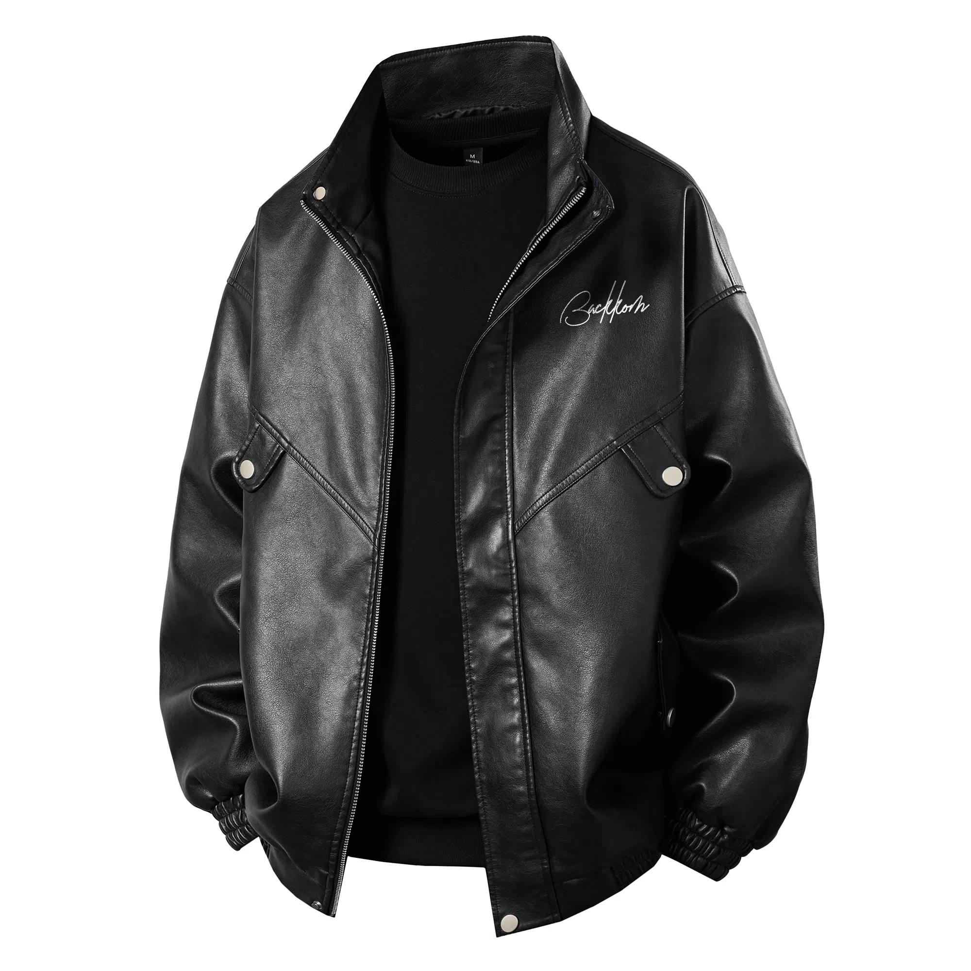 大卫贝肯 美式复古立领简约字母印花宽松舒适户外防水防风保暖机车夹克外套 男女同款 棕色