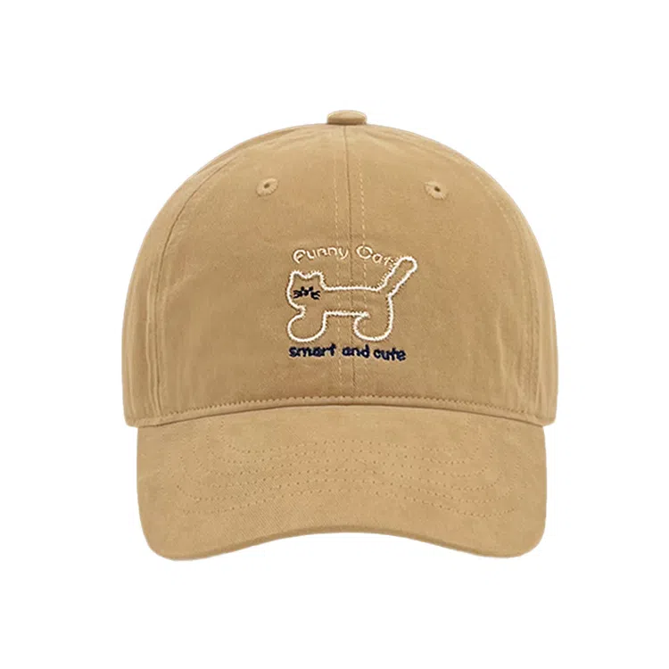 浪莎 日系可爱猫咪刺绣软顶春夏季户外出游休闲百搭学生大头围显脸小防晒遮阳 棉 鸭舌帽 男女同款情侣款