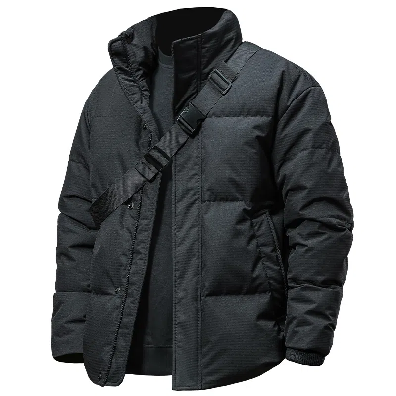 季言 白鸭绒厚款保暖面包服羽绒服 男款 黑色