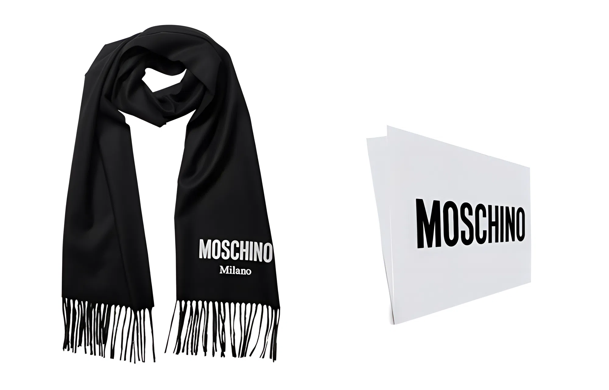 Moschino Logo Tassel Scarf Black