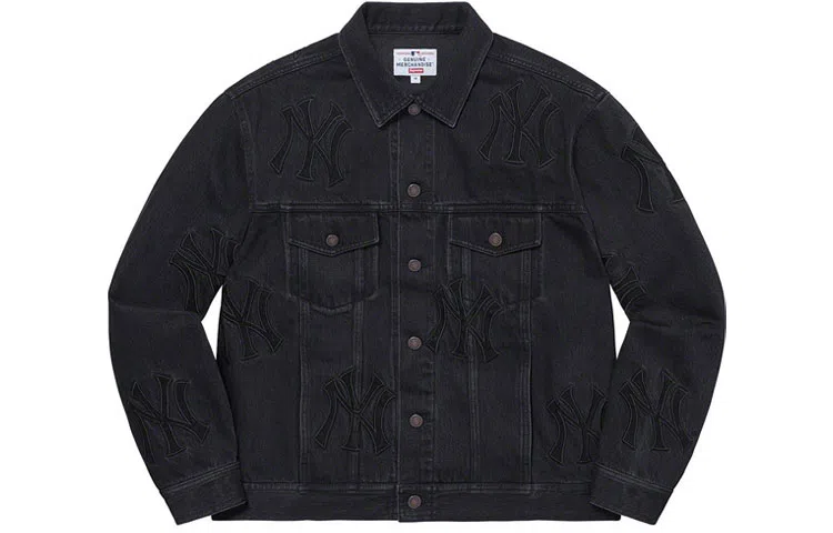 Supreme Week 2 x New York Yankees Denim Trucker Jacket Logo