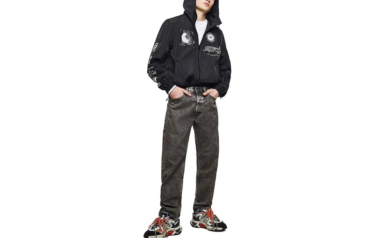 DIESEL Logo Hoodie Jacket Black