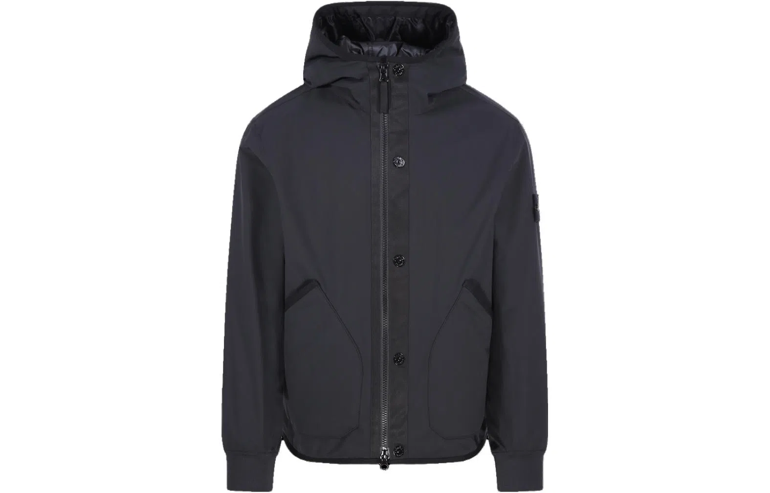 Stone Island FW23 Black Logo Zip Hoodie