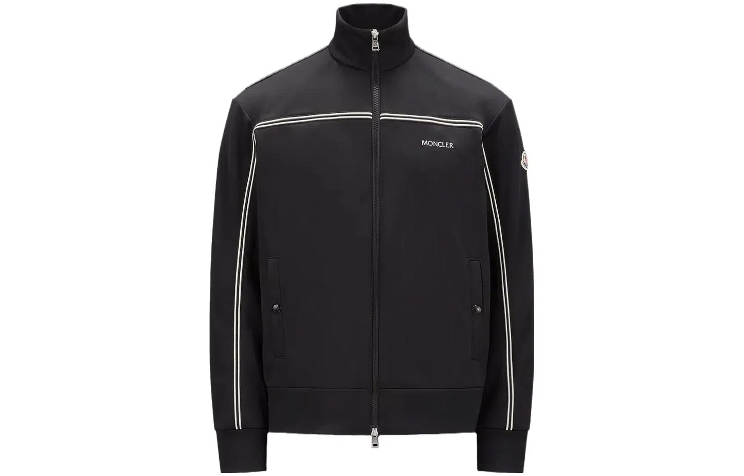 Moncler Logo Print Zip Jacket Black