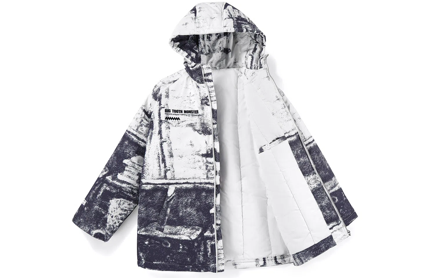 bt Abstract Print Hooded Cotton Jacket
