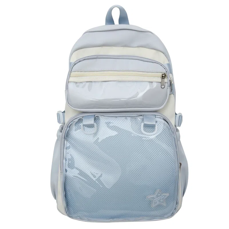 醇龙 百搭二次元透明吧唧校园学院风 棉 双肩包 女款