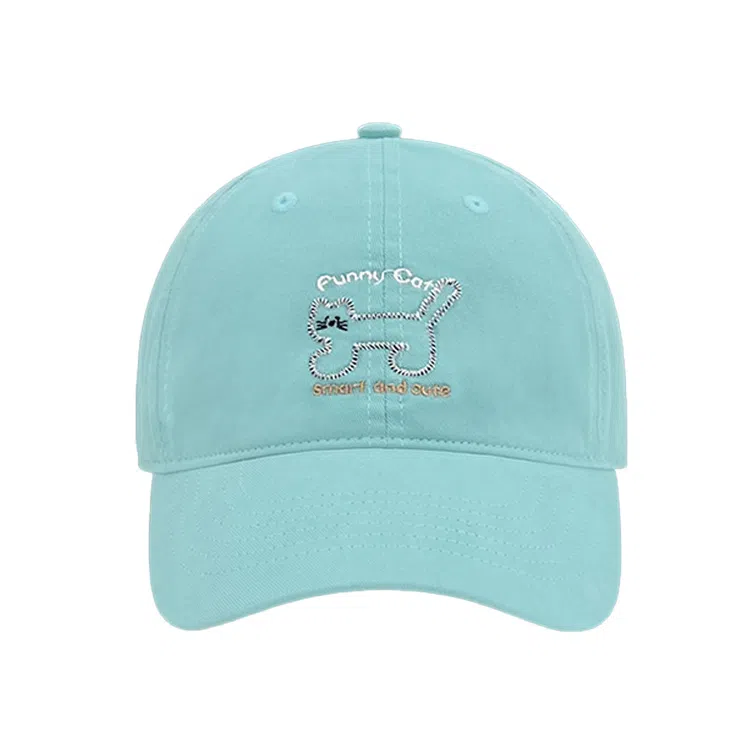 浪莎 日系可爱猫咪刺绣软顶春夏季户外出游休闲百搭学生大头围显脸小防晒遮阳 棉 鸭舌帽 男女同款情侣款