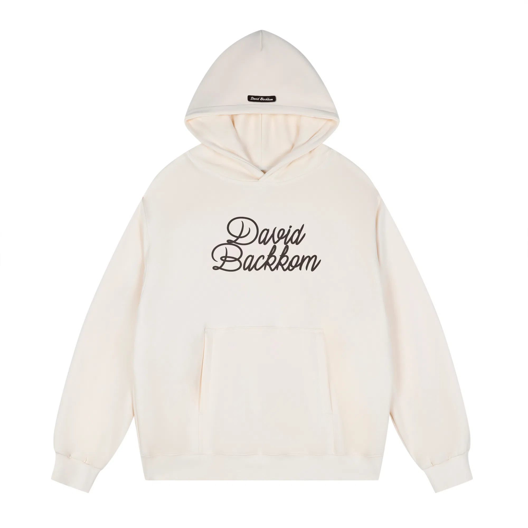 大卫贝肯 美式高街简约基础款字母印花潮流时尚百搭加绒加厚舒适保暖宽松休闲连帽卫衣 男女同款 黑色