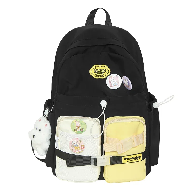 揽月 简约撞色可爱校园通勤 尼龙 双肩包 女款 多色