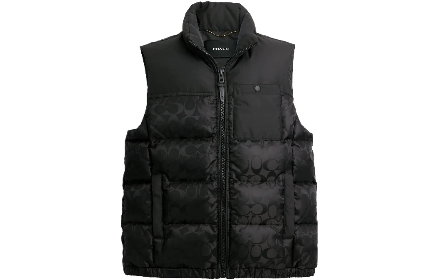 Coach Logo Print Colorblock Down Vest Black