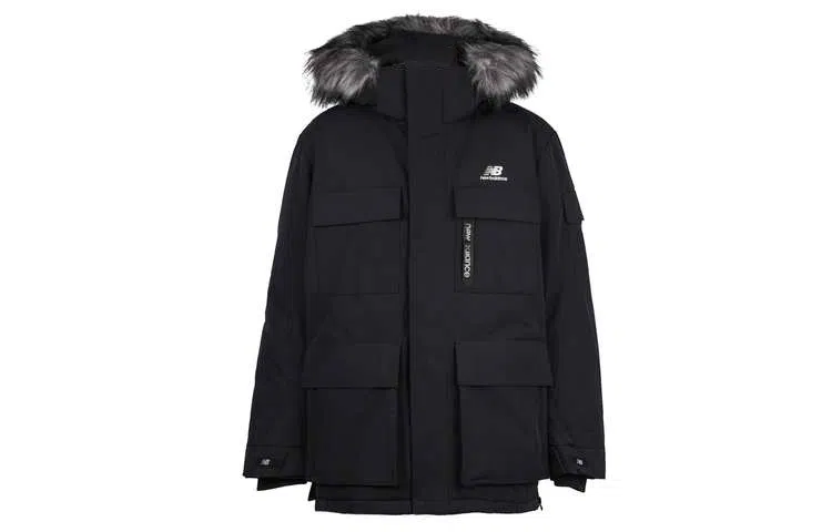 New Balance Down Jacket Hooded Mid-Length Black