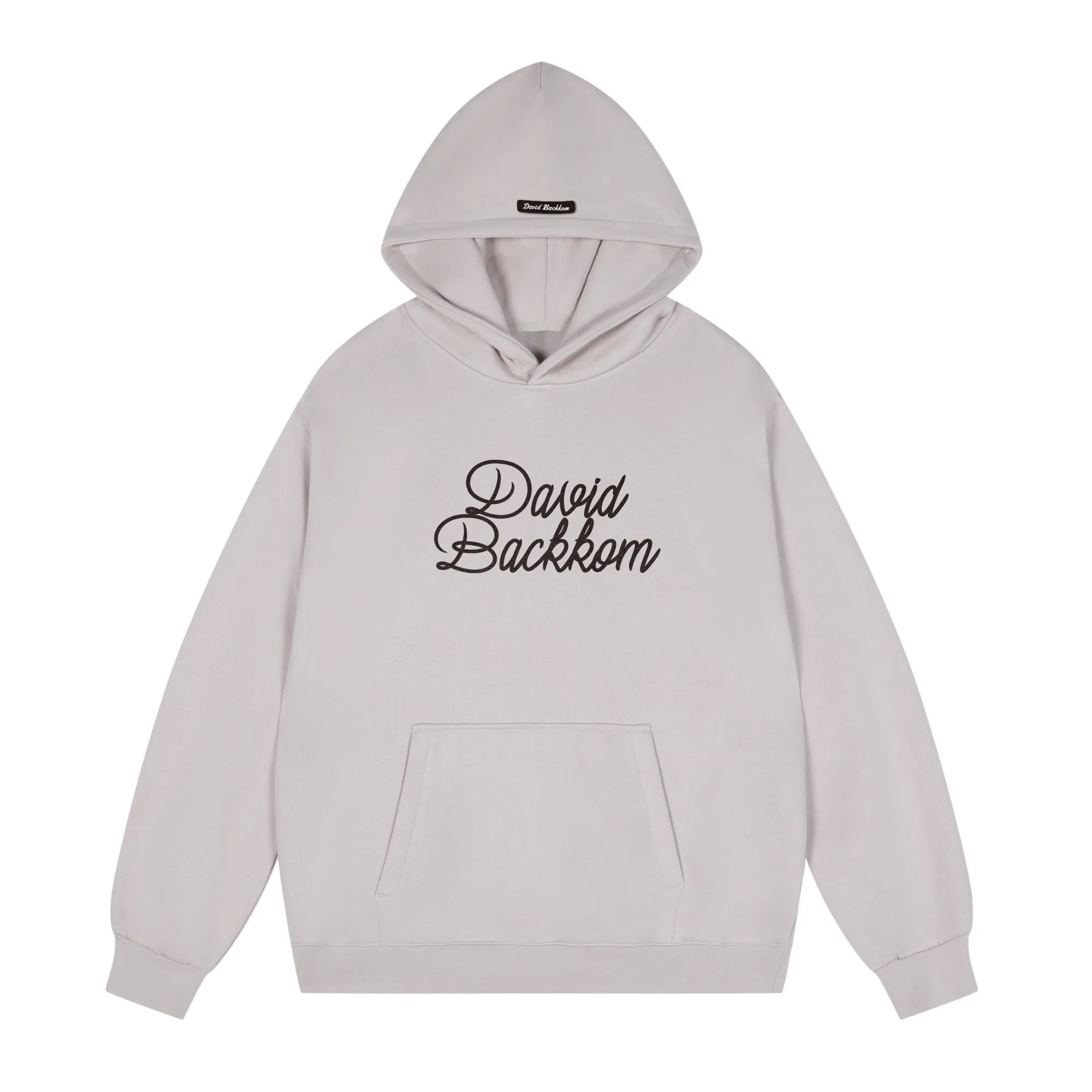 大卫贝肯 美式高街简约基础款字母印花潮流时尚百搭加绒加厚舒适保暖宽松休闲连帽卫衣 男女同款 黑色