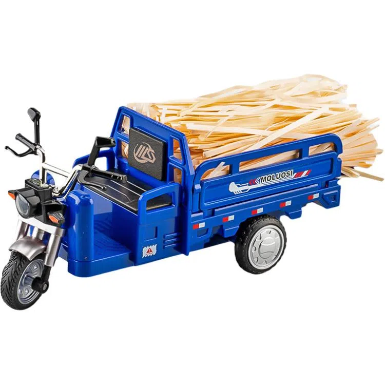 星星科教 合金三轮摩托车三蹦子 拉货拉石头拉草 成品模型