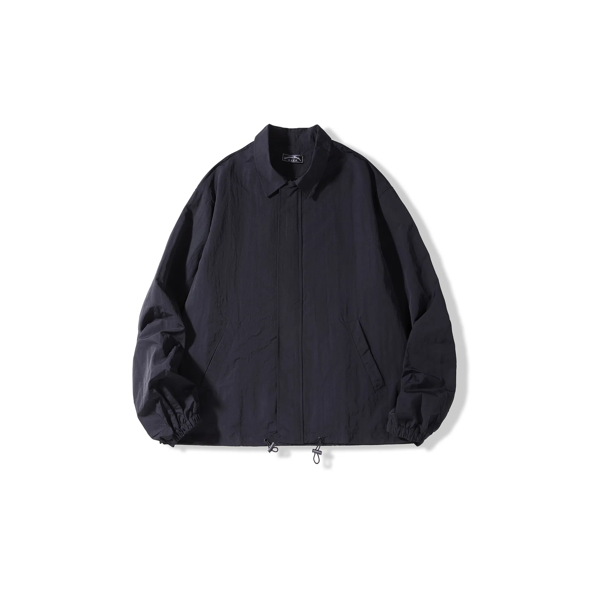 我是大卫 纯色翻领拉链口袋休闲宽松落肩开衫外套夹克 男女同款