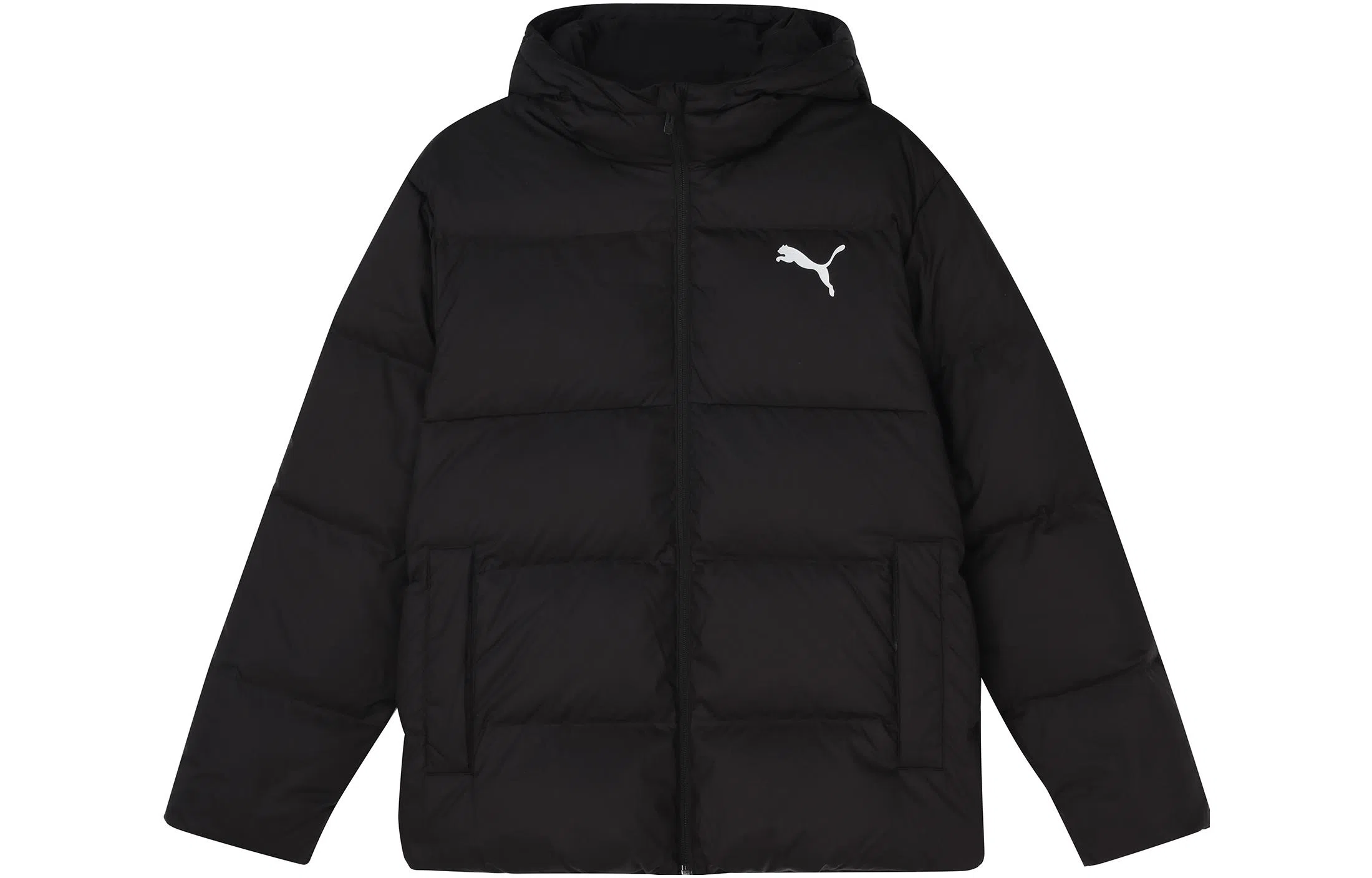 Puma Logo Hooded Down Jacket Black