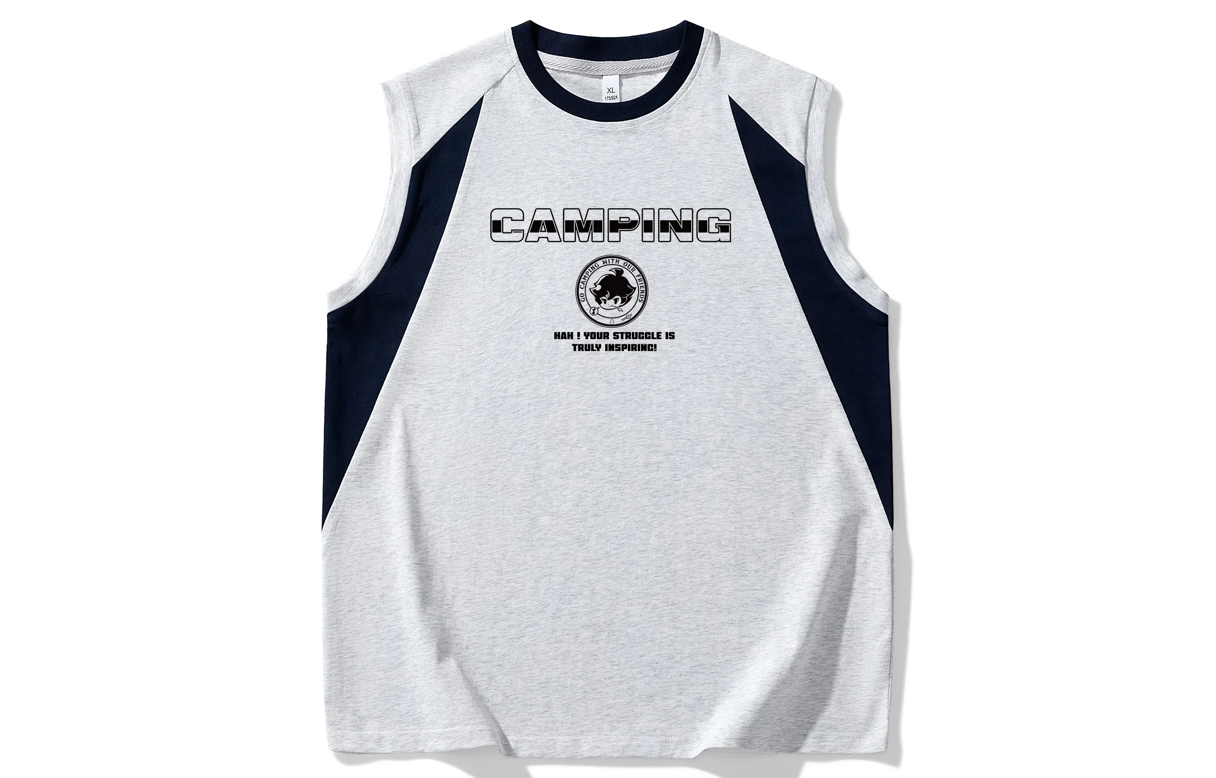 王者荣耀 李白款 美式复古插色休闲高街户外运动日常通勤无性别直筒圆领无袖背心 男女同款