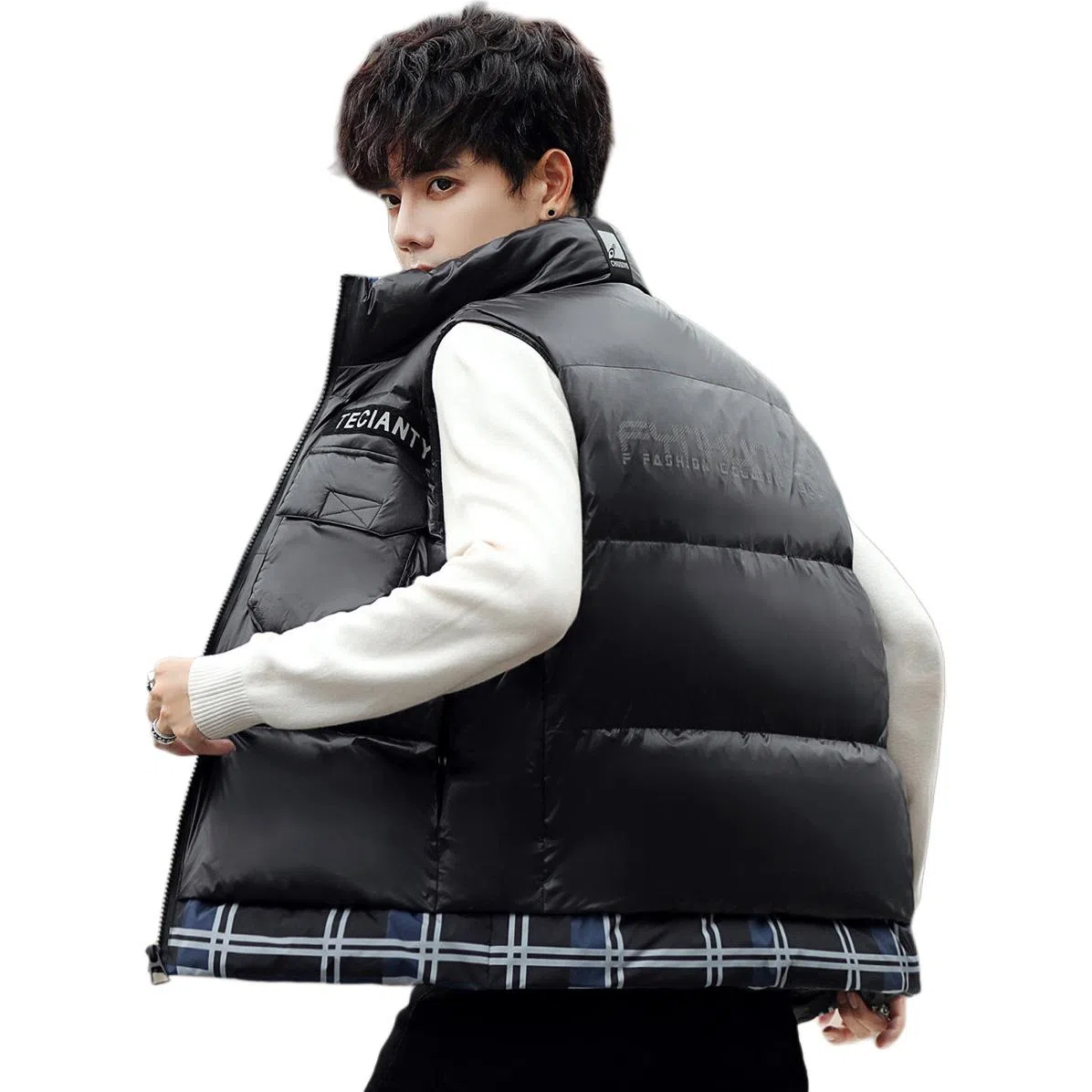 鸭鸭 宽松舒适立领无袖马甲 男款 藏青色