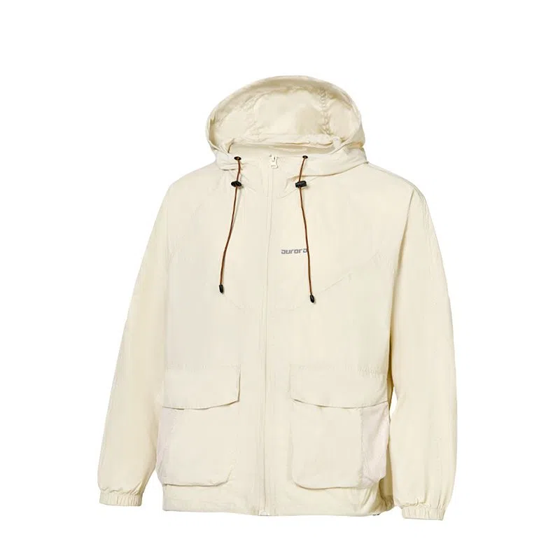 鸭鸭 美式高街纯色大口袋设计薄款凉爽宽松连帽抽绳夹克外套 男女同款