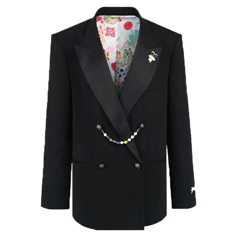 Valeria Obbaco Black Satin Blazer