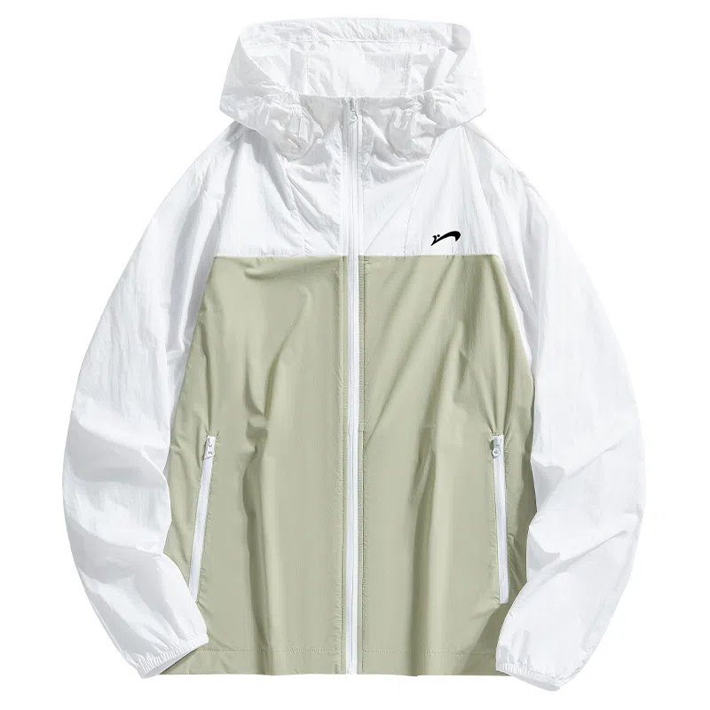 贵人鸟 透护轻逸系列 美式复古高街舒适时尚简约拼接撞色口袋拉链轻薄连帽 透气防紫外线防晒服 男女同款