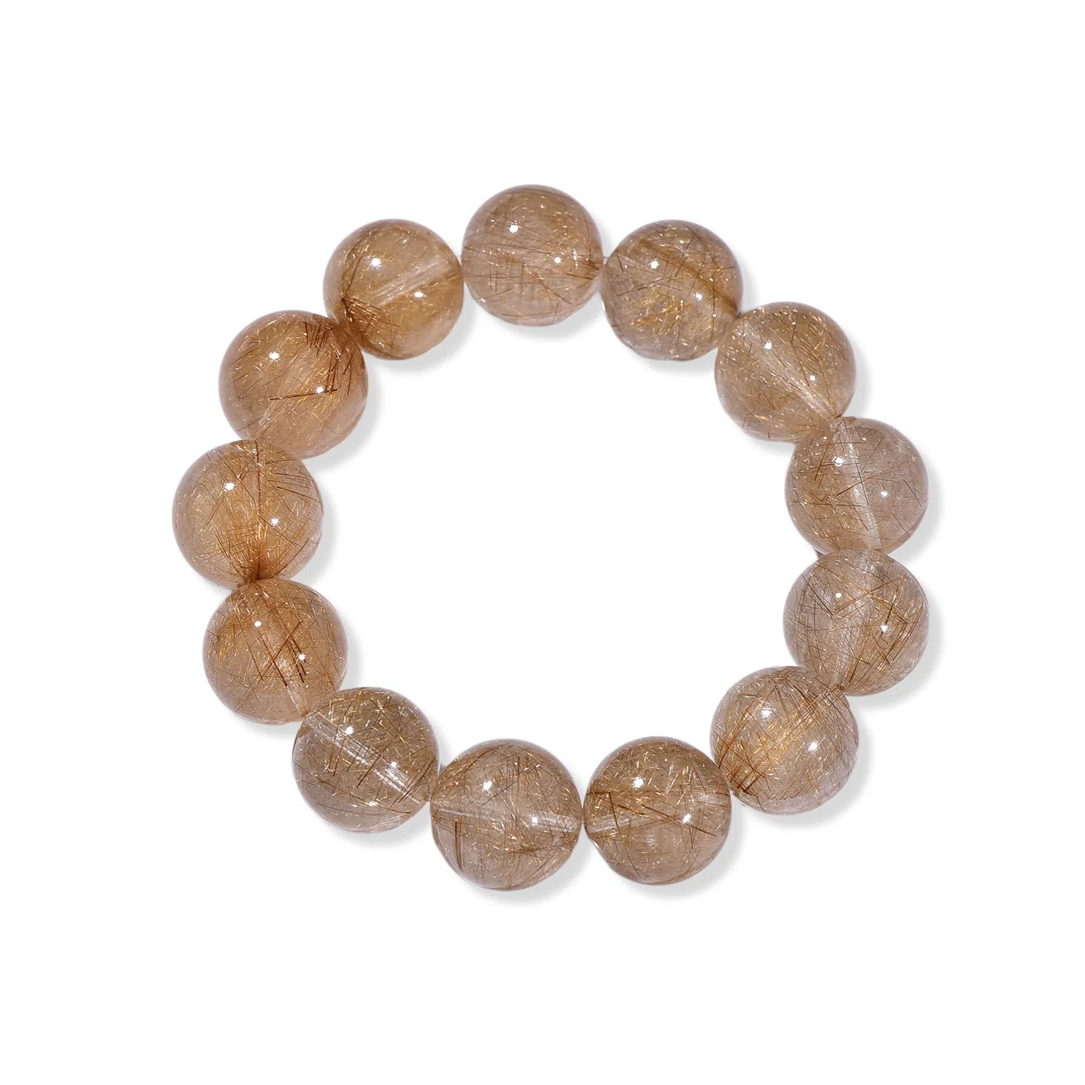 祥燕 高端珍品大尺寸财富之石金丝绵密富贵随行招财显白手饰好运天然 金发晶 手串 男女同款情侣款