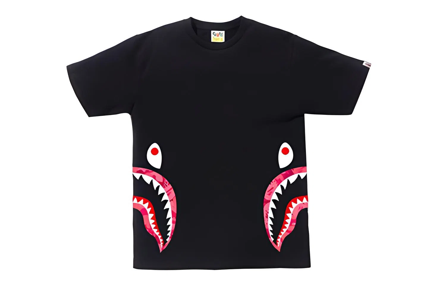 A BATHING APE Shark Series Flame Camo T-Shirt Black