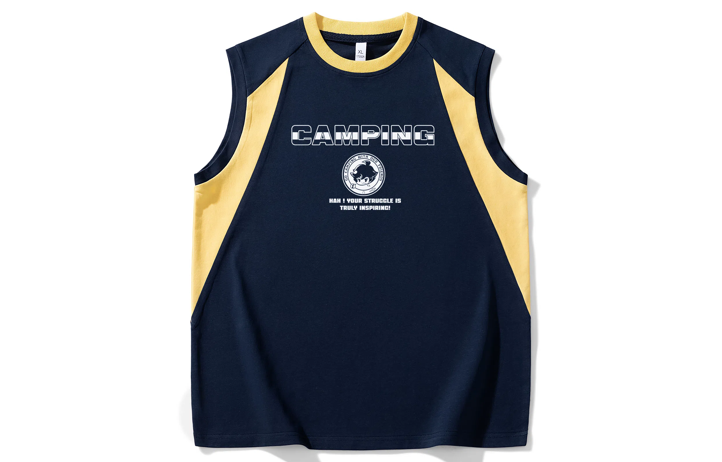 王者荣耀 李白款 美式复古插色休闲高街户外运动日常通勤无性别直筒圆领无袖背心 男女同款