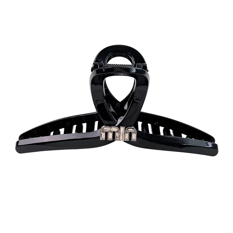 左欧 抓夹大号水钻字母黑色发量多交叉鲨鱼夹发卡夹子头饰 亚克力 发夹 女款